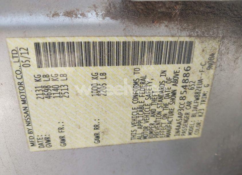 Photo 9 of 2012 Nissan Maxima 3.5 SV (VIN 1N4AA5AP3CC854886)