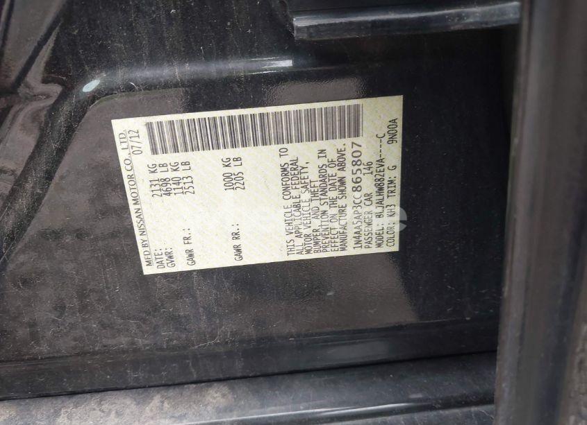 Photo 9 of 2012 Nissan Maxima 3.5 SV (VIN 1N4AA5AP3CC865807)