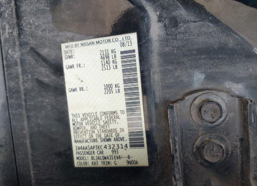 Photo 9 of 2014 Nissan Maxima 3.5 S (VIN 1N4AA5AP3EC432314)