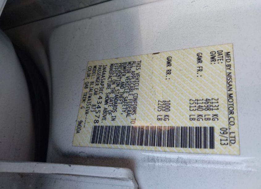 Photo 9 of 2014 Nissan Maxima 3.5 SV (VIN 1N4AA5AP3EC434578)