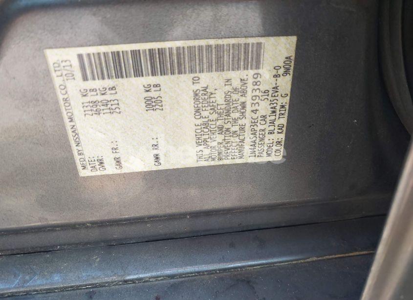 Photo 9 of 2014 Nissan Maxima 3.5 SV (VIN 1N4AA5AP3EC439389)