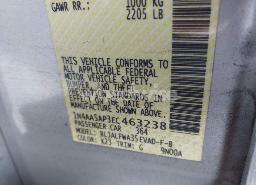 Photo 9 of 2014 Nissan Maxima 3.5 SV (VIN 1N4AA5AP3EC463238)