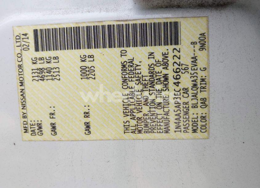 Photo 9 of 2014 Nissan Maxima 3.5 S (VIN 1N4AA5AP3EC466222)