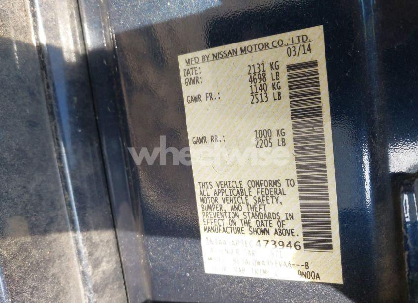 Photo 9 of 2014 Nissan Maxima 3.5 S (VIN 1N4AA5AP3EC473946)