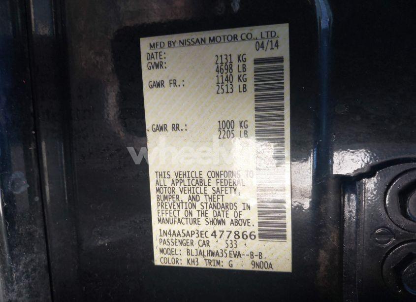 Photo 9 of 2014 Nissan Maxima 3.5 SV (VIN 1N4AA5AP3EC477866)