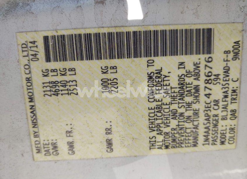 Photo 9 of 2014 Nissan Maxima 3.5 SV (VIN 1N4AA5AP3EC478676)