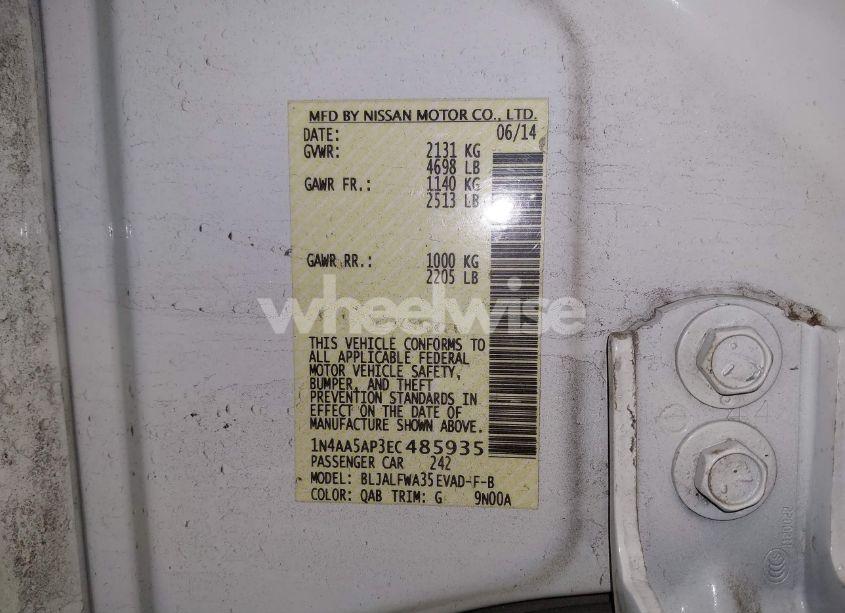 Photo 9 of 2014 Nissan Maxima 3.5 SV (VIN 1N4AA5AP3EC485935)