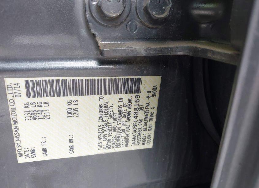 Photo 9 of 2014 Nissan Maxima 3.5 SV (VIN 1N4AA5AP3EC488169)