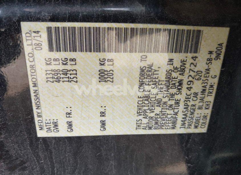 Photo 9 of 2014 Nissan Maxima 3.5 SV (VIN 1N4AA5AP3EC492724)