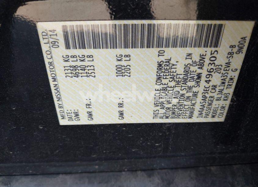 Photo 9 of 2014 Nissan Maxima 3.5 SV (VIN 1N4AA5AP3EC496305)