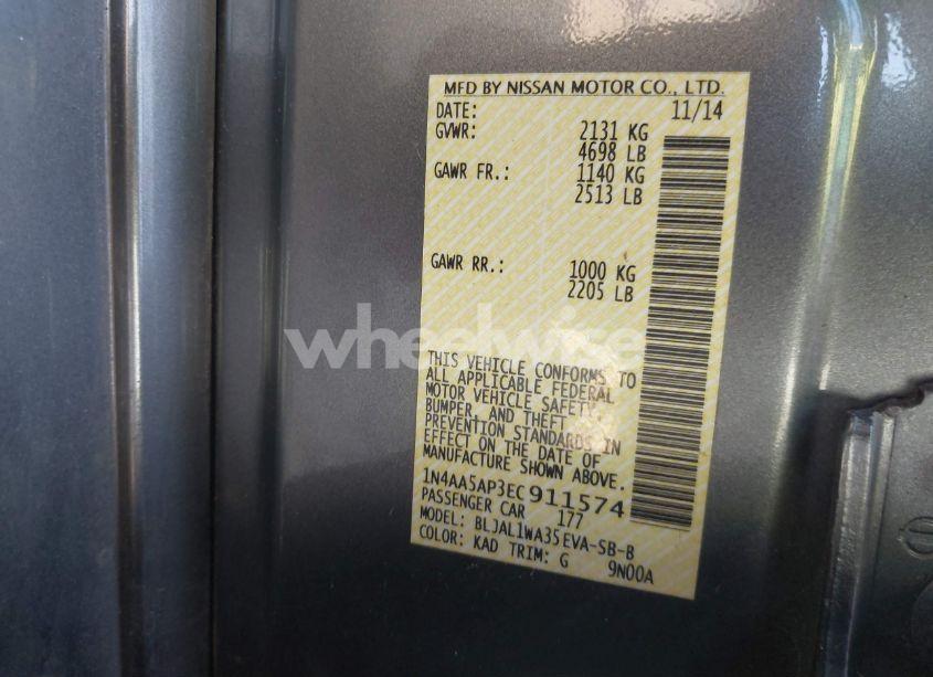 Photo 9 of 2014 Nissan Maxima 3.5 SV (VIN 1N4AA5AP3EC911574)