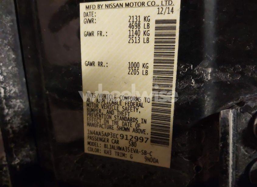 Photo 9 of 2014 Nissan Maxima 3.5 S/3.5 SV (VIN 1N4AA5AP3EC912997)