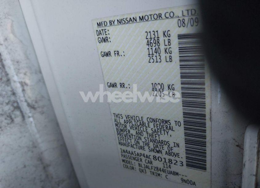 Photo 9 of 2010 Nissan Maxima 3.5 SV (VIN 1N4AA5AP4AC801823)