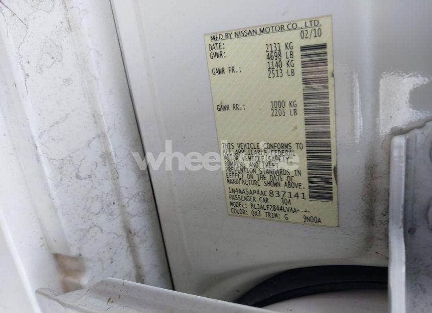 Photo 9 of 2010 Nissan Maxima 3.5 SV (VIN 1N4AA5AP4AC837141)