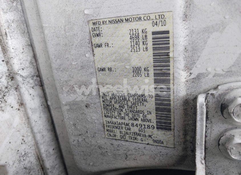 Photo 9 of 2010 Nissan Maxima 3.5 SV W/PREMIUM PKG (VIN 1N4AA5AP4AC849189)