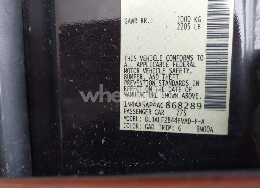 Photo 9 of 2010 Nissan Maxima 3.5 SV (VIN 1N4AA5AP4AC868289)