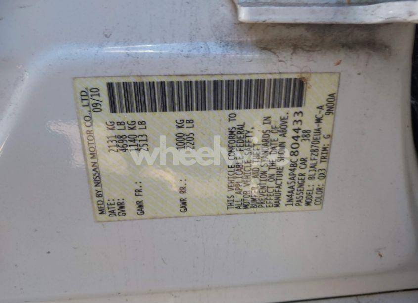 Photo 9 of 2011 Nissan Maxima 3.5 SV (VIN 1N4AA5AP4BC804433)