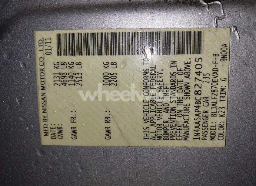 Photo 9 of 2011 Nissan Maxima 3.5 SV (VIN 1N4AA5AP4BC827405)