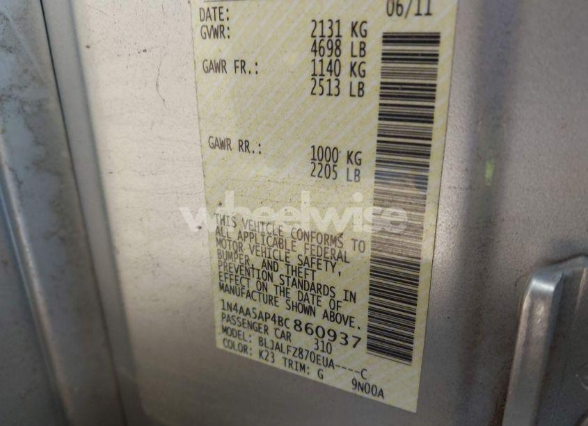 Photo 9 of 2011 Nissan Maxima 3.5 SV (VIN 1N4AA5AP4BC860937)