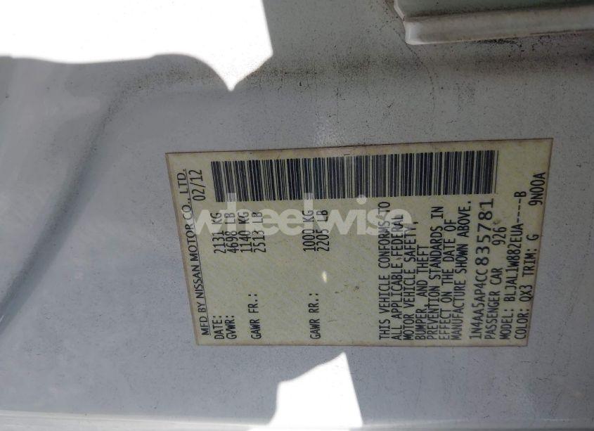 Photo 9 of 2012 Nissan Maxima 3.5 SV (VIN 1N4AA5AP4CC835781)