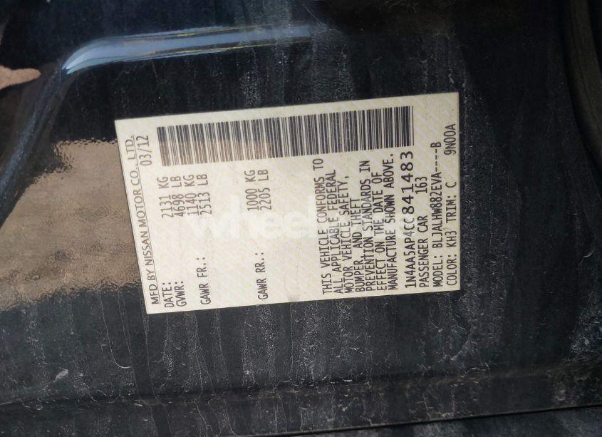 Photo 9 of 2012 Nissan Maxima 3.5 SV (VIN 1N4AA5AP4CC841483)