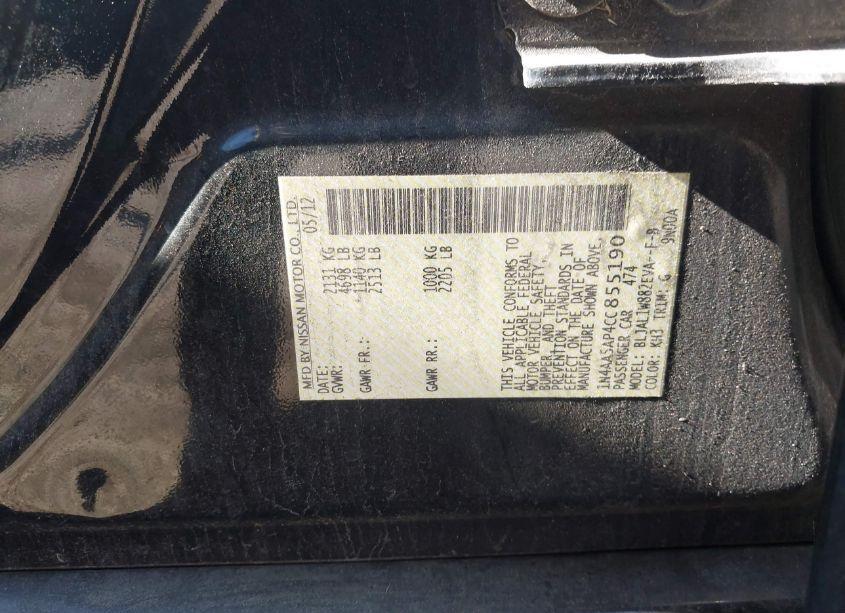 Photo 9 of 2012 Nissan Maxima 3.5 SV (VIN 1N4AA5AP4CC855190)