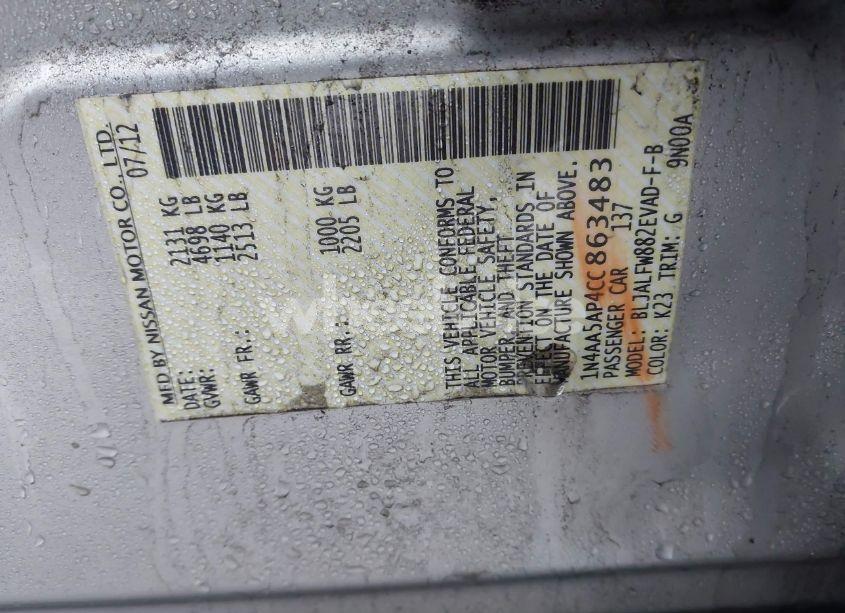 Photo 9 of 2012 Nissan Maxima 3.5 SV (VIN 1N4AA5AP4CC863483)