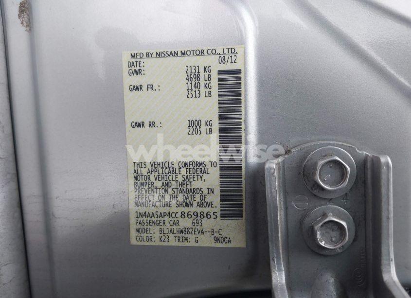 Photo 9 of 2012 Nissan Maxima 3.5 SV (VIN 1N4AA5AP4CC869865)