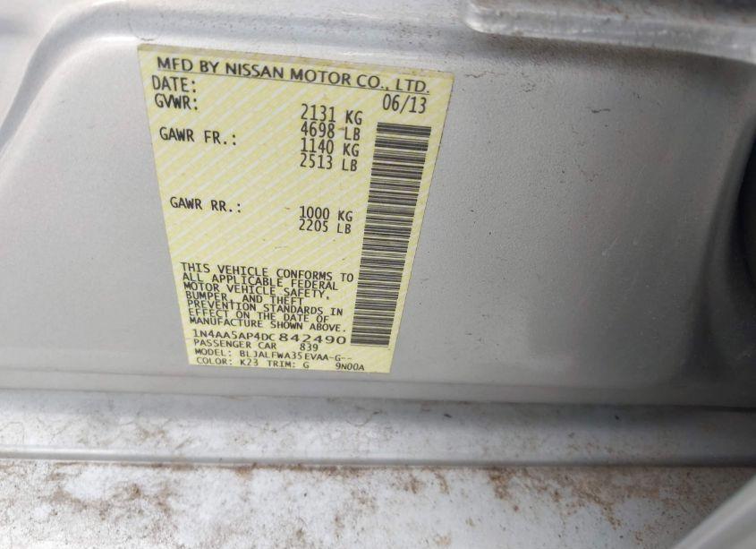 Photo 9 of 2013 Nissan Maxima 3.5 SV (VIN 1N4AA5AP4DC842490)