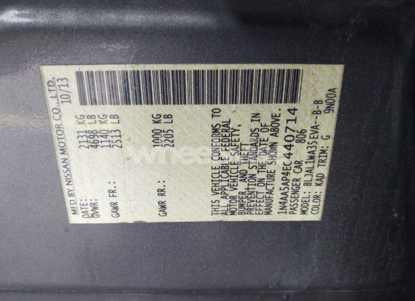 Photo 9 of 2014 Nissan Maxima 3.5 SV (VIN 1N4AA5AP4EC440714)