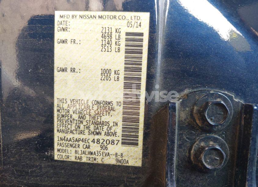 Photo 9 of 2014 Nissan Maxima 3.5 S/3.5 SV (VIN 1N4AA5AP4EC482087)