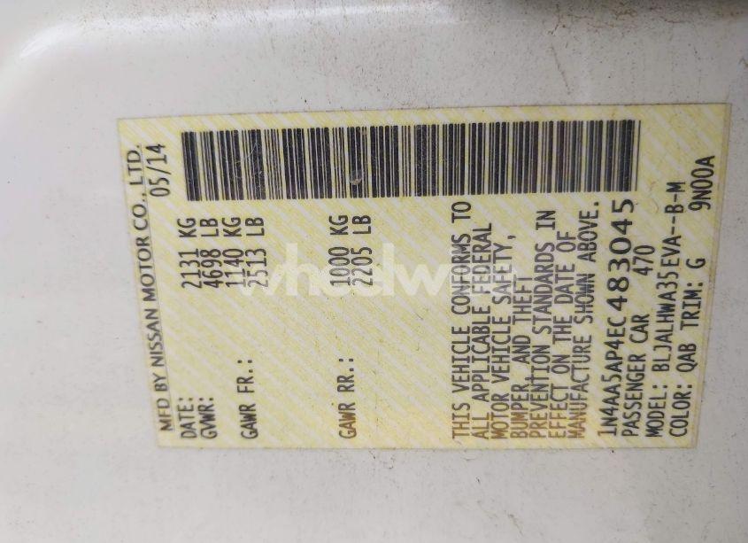 Photo 9 of 2014 Nissan Maxima 3.5 SV (VIN 1N4AA5AP4EC483045)