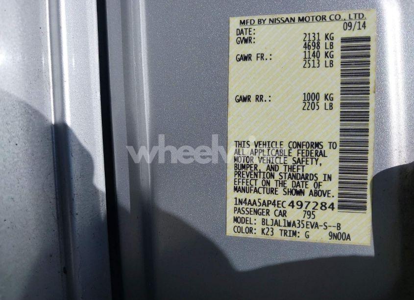 Photo 9 of 2014 Nissan Maxima 3.5 SV (VIN 1N4AA5AP4EC497284)