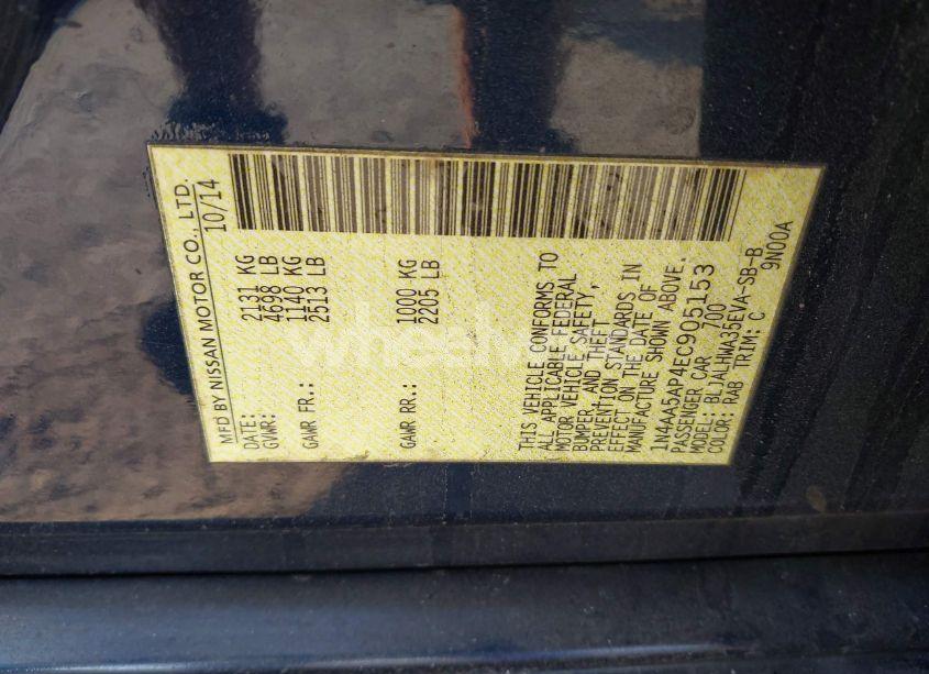 Photo 9 of 2014 Nissan Maxima 3.5 SV (VIN 1N4AA5AP4EC905153)