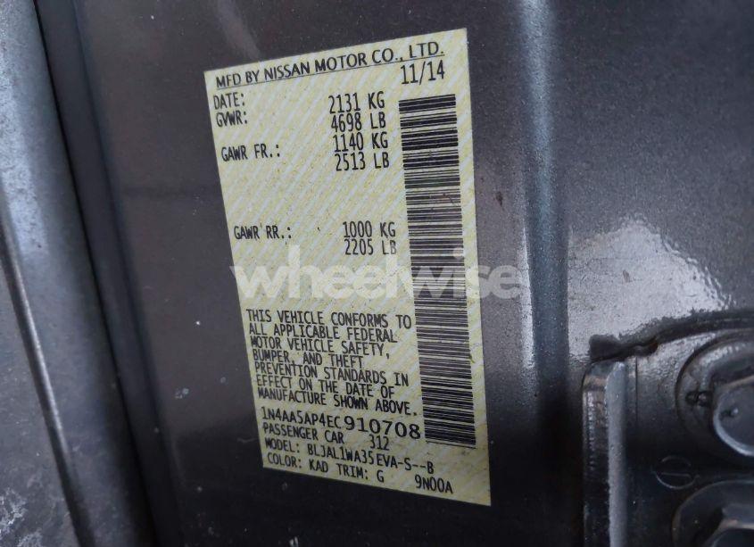 Photo 9 of 2014 Nissan Maxima 3.5 SV (VIN 1N4AA5AP4EC910708)