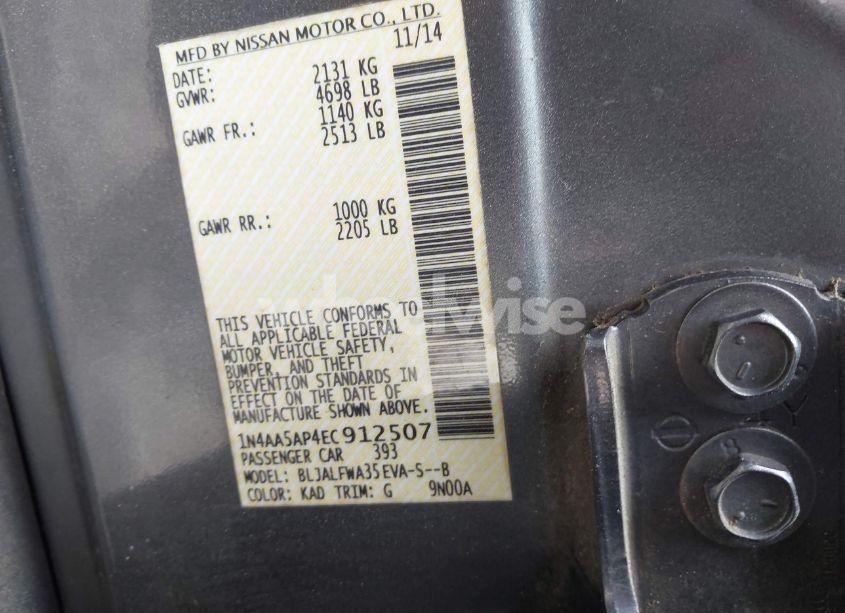 Photo 9 of 2014 Nissan Maxima 3.5 SV (VIN 1N4AA5AP4EC912507)