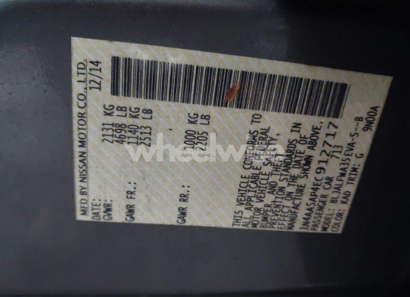 Photo 9 of 2014 Nissan Maxima 3.5 SV (VIN 1N4AA5AP4EC912717)