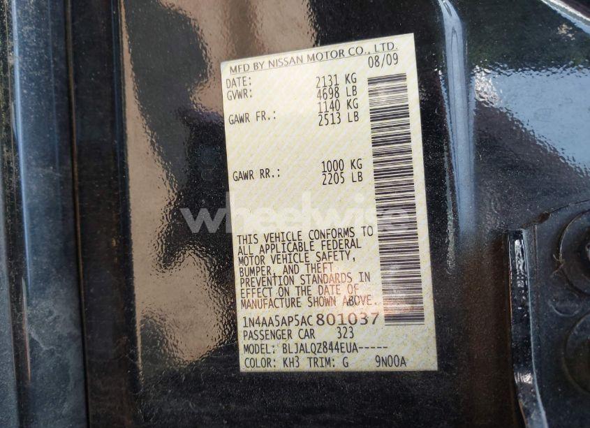 Photo 9 of 2010 Nissan Maxima 3.5 S (VIN 1N4AA5AP5AC801037)