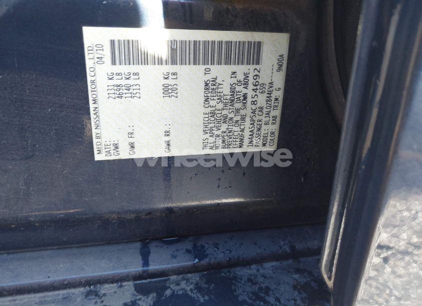 Photo 9 of 2010 Nissan Maxima 3.5 S (VIN 1N4AA5AP5AC854692)