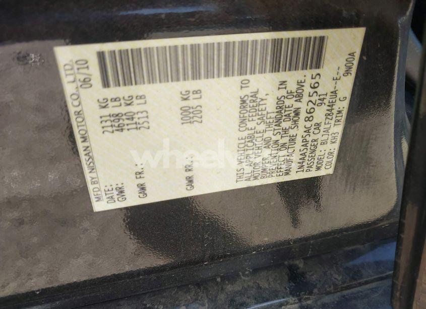 Photo 9 of 2010 Nissan Maxima 3.5 SV (VIN 1N4AA5AP5AC862565)