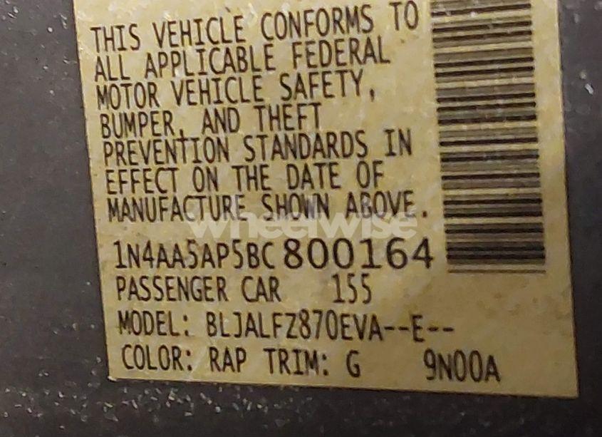 Photo 9 of 2011 Nissan Maxima 3.5 SV (VIN 1N4AA5AP5BC800164)