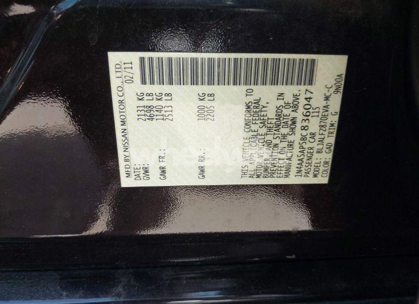 Photo 9 of 2011 Nissan Maxima 3.5 SV (VIN 1N4AA5AP5BC836047)