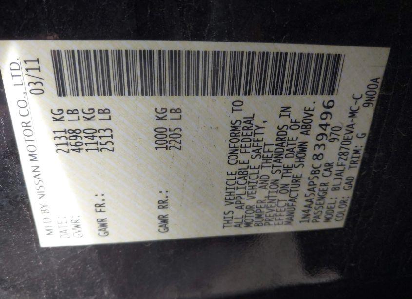 Photo 9 of 2011 Nissan Maxima 3.5 SV (VIN 1N4AA5AP5BC839496)