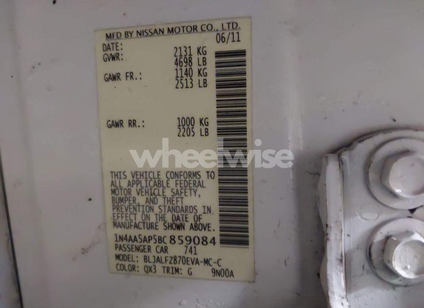 Photo 9 of 2011 Nissan Maxima 3.5 SV (VIN 1N4AA5AP5BC859084)