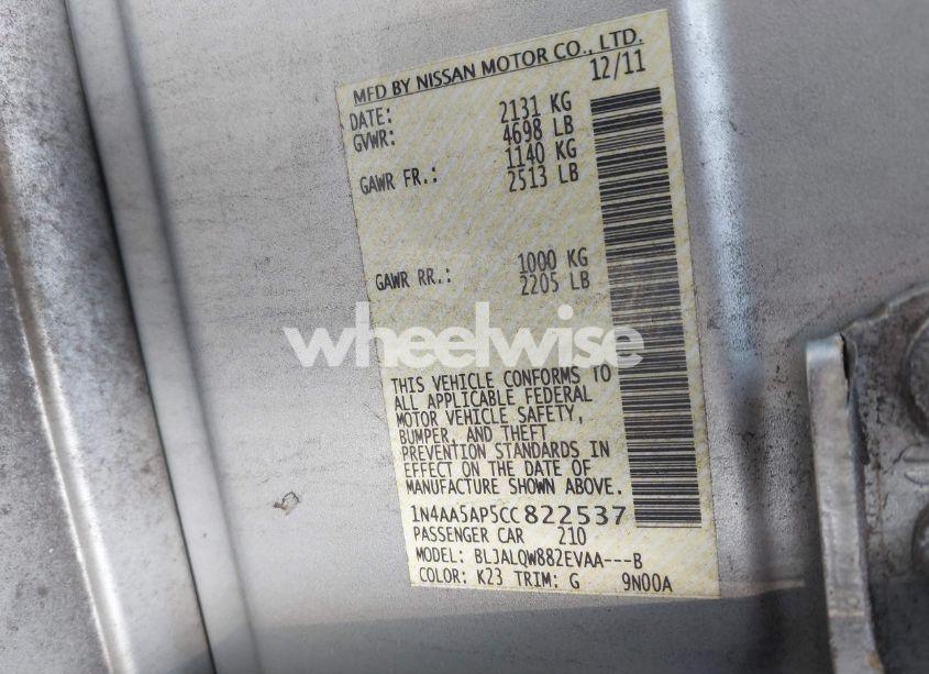 Photo 9 of 2012 Nissan Maxima 3.5 S (VIN 1N4AA5AP5CC822537)