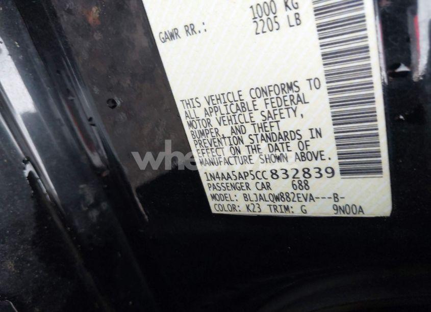 Photo 9 of 2012 Nissan Maxima 3.5 S (VIN 1N4AA5AP5CC832839)