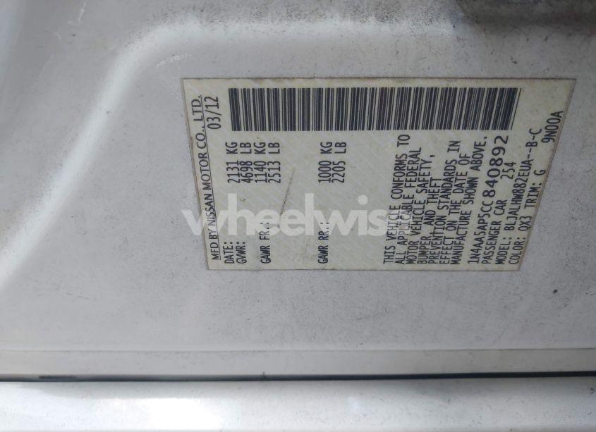 Photo 9 of 2012 Nissan Maxima 3.5 SV (VIN 1N4AA5AP5CC840892)