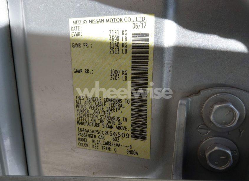 Photo 9 of 2012 Nissan Maxima S/SV (VIN 1N4AA5AP5CC856509)