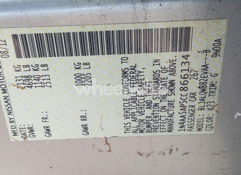 Photo 9 of 2012 Nissan Maxima 3.5 S (VIN 1N4AA5AP5CC866134)