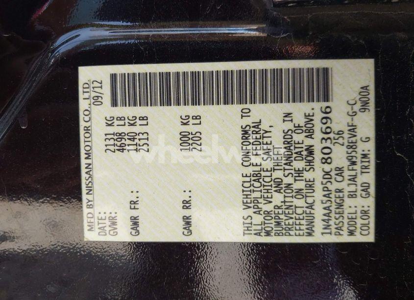 Photo 9 of 2013 Nissan Maxima 3.5 SV (VIN 1N4AA5AP5DC803696)